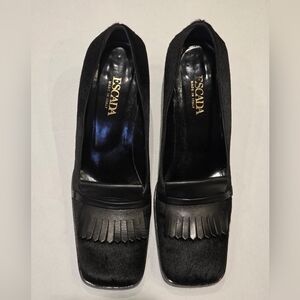 Escada Black Women's Calf Hair Shoes (Size 10) Made In Italy